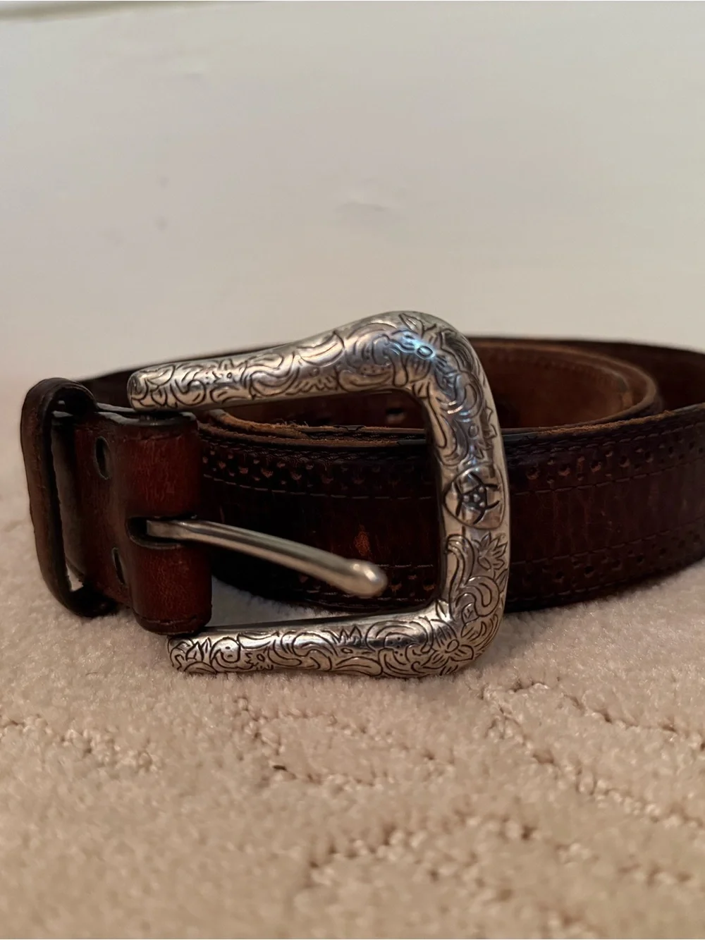 Ariat Brown Full-Grain Leather Western Belt – Size 38